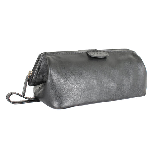 Carlucci Elite Leather Toiletry Kit - Black