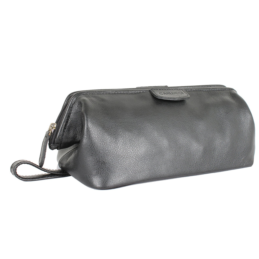 Carlucci Elite Leather Toiletry Kit - Black