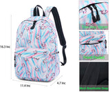 Abshoo Cute Lightweight Teens School Bookbags Unicorn Girls Backpacks With Lunch Bag (Unicorn Rainbow Blue Set)