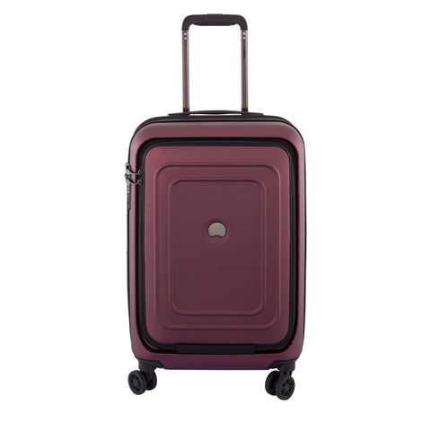 DELSEY Paris Luggage Cruise Lite Hardside 21" Carry on Exp. Spinner with Front Pocket, Black Cherry