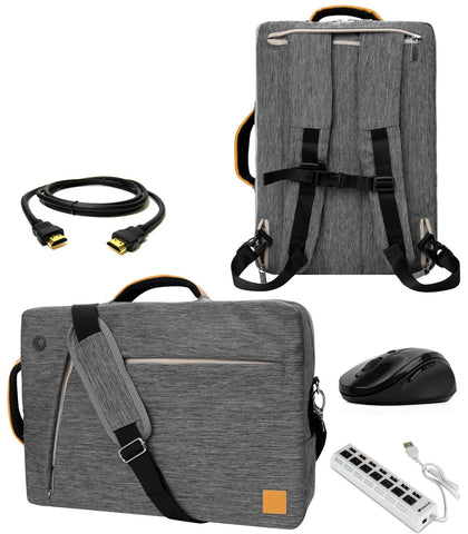 VanGoddy Slate Gray Convertible Laptop Bag with HDMI Cable, USB Hub, Mouse for Huawei Matebook 13, X Pro 13.9", X 13"