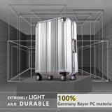 Coolife Luggage Aluminium Frame Suitcase with TSA Lock 100% PC (M(24in), Silver)