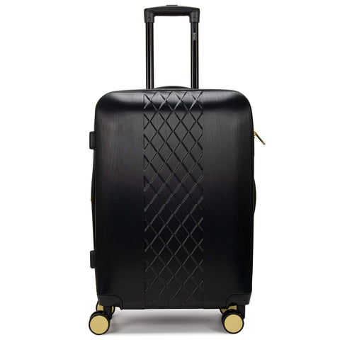 Badgley Mischka Diamond Hard Expandable Spinner Suitcase (Black, Medium)