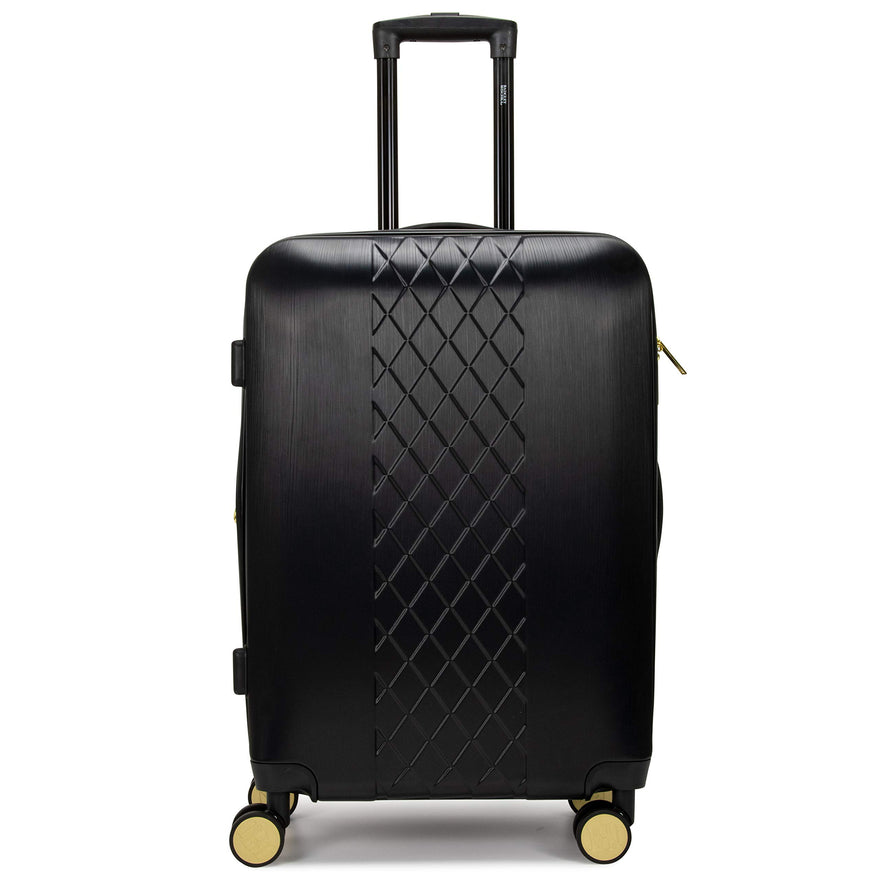 Badgley Mischka Diamond Hard Expandable Spinner Suitcase (Black, Medium)