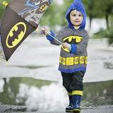 DC Comics Little Boys Batman Or Superman Slicker and Umbrella Rainwear Set, Grey Batman, Age 6-7