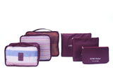6 sets travel Organizers Packing Cubes Luggage Organizers Compression Pouches(Wine red)