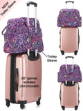 Lily & Drew Carry On Weekender Overnight Travel Shoulder Bag for 15.6 Inch Laptop Computers for Women (Purple-Peace-Hearts)