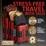 TACH TUFF 3-Piece Hardcase Connectable Luggage & Carryon Travel Bag Set | Rolling Suitcase with Patented Built-In Connecting System | Easily Link & Carry 9 Bags At Once (wine red)