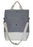 Messenger Style Inspired Stripe Beach Tote Bag (Navy Stripe)