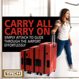 TACH TUFF 3-Piece Hardcase Connectable Luggage & Carryon Travel Bag Set | Rolling Suitcase with Patented Built-In Connecting System | Easily Link & Carry 9 Bags At Once (wine red)