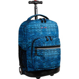 J World Combo Sunrise Rolling Backpack and Nalgene Wide Mouth Water Bottle Back to School Set (Water Mark w/Blue)