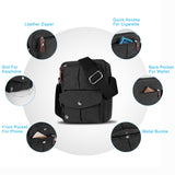 Catmacas Small Vintage Durable Multi-pocket Canvas Shoulder Ipad Messenger Bag Satchel Crossbody Sling Bag Fanny Bag for Men and Women Black