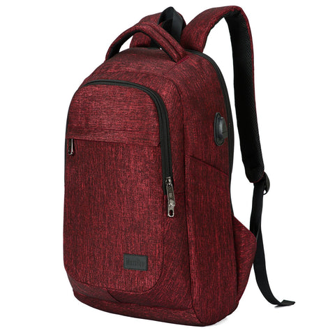 MarsBro Laptop Backpack, Business Travel Gear with USB Charging Port College Water Resistant Anti Theft 15.6 Inch Bag for Women Men Wine Red