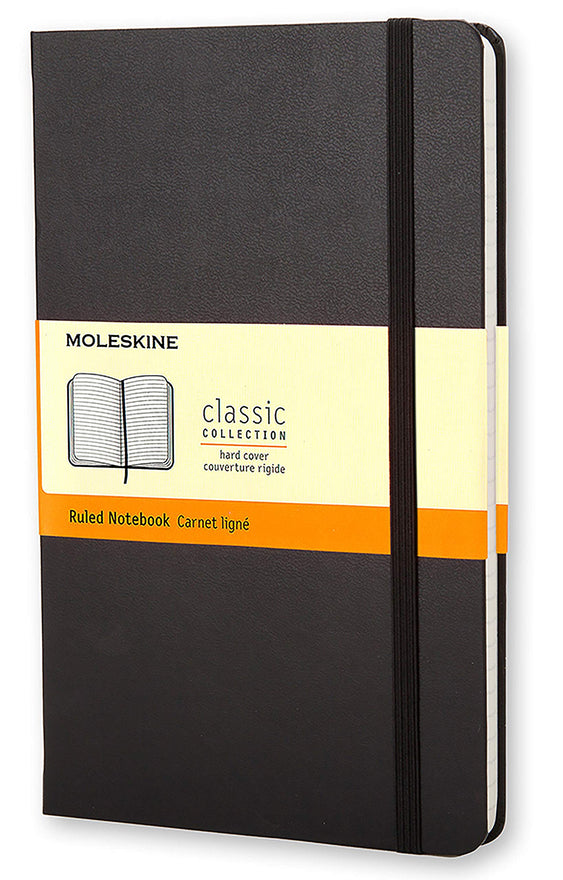 Moleskine Classic Notebook, Hard Cover, Large (5" x 8.25") Ruled/Lined, Black