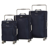 IT Luggage World's Lightest 8 Wheel 3 Piece Set, Evening Blue With Cobblestone Trim