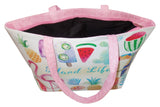 Colorful Summer Printed 18 inch Zipper Top Beach Tote Bag (Island Life Print)