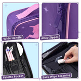 Joligrace Unicorn Makeup Bag Travel Cosmetic Leather Organizer Makeup Train Case with Adjustable Dividers Portable Make Up Storage for Girl Jewelry Accessories - Purple