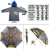 DC Comics Little Boys Batman Or Superman Slicker and Umbrella Rainwear Set, Grey Batman, Age 6-7