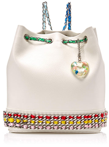 Betsey Johnson Chain of Command Backpack, White
