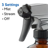 16oz Empty Amber Dark Brown Glass Spray Bottle (1 Pack) - Mist & Stream Sprayer - BPA Free - Boston Round Heavy Duty Bottle - For Essential Oils, Cleaning, Kitchen, Hair, Perfumes