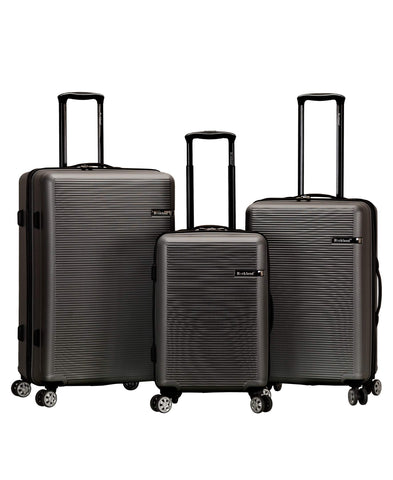 Rockland Skyline 3 Piece Abs Non-Expandable Luggage Set, Grey