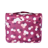 Heavy Duty Waterproof Hanging Toiletry Bag - Travel Cosmetic Makeup Organizer Bag for Women Girls Children Multifunction Travel Kit (Wine Red Daisy)