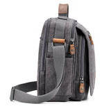 Plambag Canvas Messenger Bag Small Travel School Crossbody Bag Fit iPad Grey