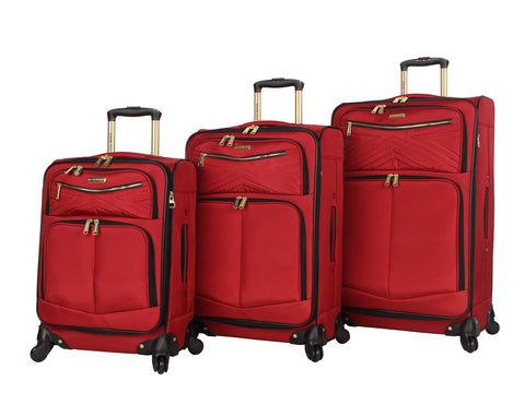 Steve Madden Luggage 3 Piece Softside Spinner Suitcase Set Collection (Rockstar Red, One Size)
