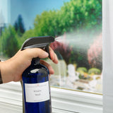 16oz Empty Cobalt Blue Glass Spray Bottles w/Labels and Caps- Mist & Stream Sprayer - BPA Free - Boston Round Heavy Duty Bottle - For Essential Oils, Cleaning, Kitchen, Hair, Perfumes (4 Pack)