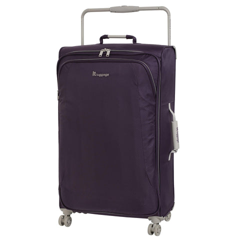 IT Luggage 31.5" World's Lightest 8 Wheel Spinner, Purple Pennant With Cobblestone Trim