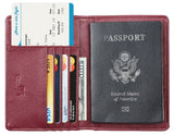 Toughergun Leather Passport Holder Wallet Cover Case RFID Blocking Travel Wallet (crosshatch wine red)