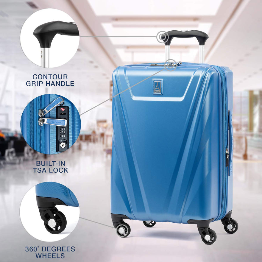 Travelpro Maxlite 5 Expandable Carryon Spinner Hardside Luggage, Azure