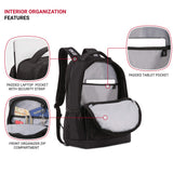 SWISSGEAR Large Padded 15-inch Laptop Backpack | Work, School, Commute | Men's and Women's - Black