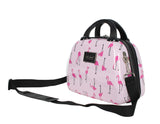 Betsey Johnson Hardside Cosmetic Case - Lightweight Small Size Hardshell Travel Hand Makeup Bag - Adjustable Shoulder Strap - Bag for Women and Girls - Multi-Functional Case (Flamingo Strut)