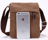 Berchirly Small Vintage Canvas+Leather Messenger Cross body bag Pack Organizer for Travel Hiking Climbing