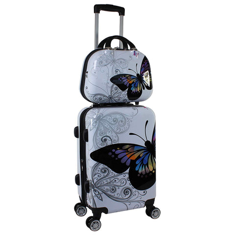 Wholesale!12 24Inches Pc Hardside Case Trolley Luggage Set,Butterfly Travel Luggage For