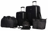 Steve Madden Signature 6 Piece Spinner Suitcase Set Collection (One Size, Black)