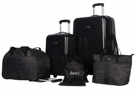 Steve Madden Signature 6 Piece Spinner Suitcase Set Collection (One Size, Black)