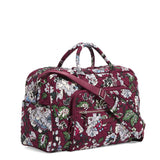 Vera Bradley Iconic Compact Weekender Travel Bag, Signature Cotton, Bordeaux Blooms