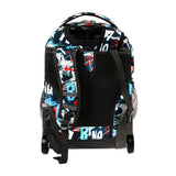 J World New York Sunrise 18-inch Rolling Backpack - Graffiti Black Designer Print Polyester