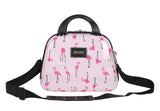 Betsey Johnson Hardside Cosmetic Case - Lightweight Small Size Hardshell Travel Hand Makeup Bag - Adjustable Shoulder Strap - Bag for Women and Girls - Multi-Functional Case (Flamingo Strut)