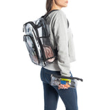 Heavy Duty Clear Backpack, See-Thru Bookbag, Transparent Work Travel Bag Black