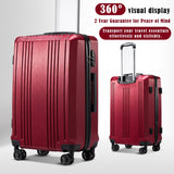 Coolife Luggage Suitcase PC+ABS with TSA Lock Spinner Carry on Hardshell Lightweight 20in 24in 28in (wine red, M(24IN))