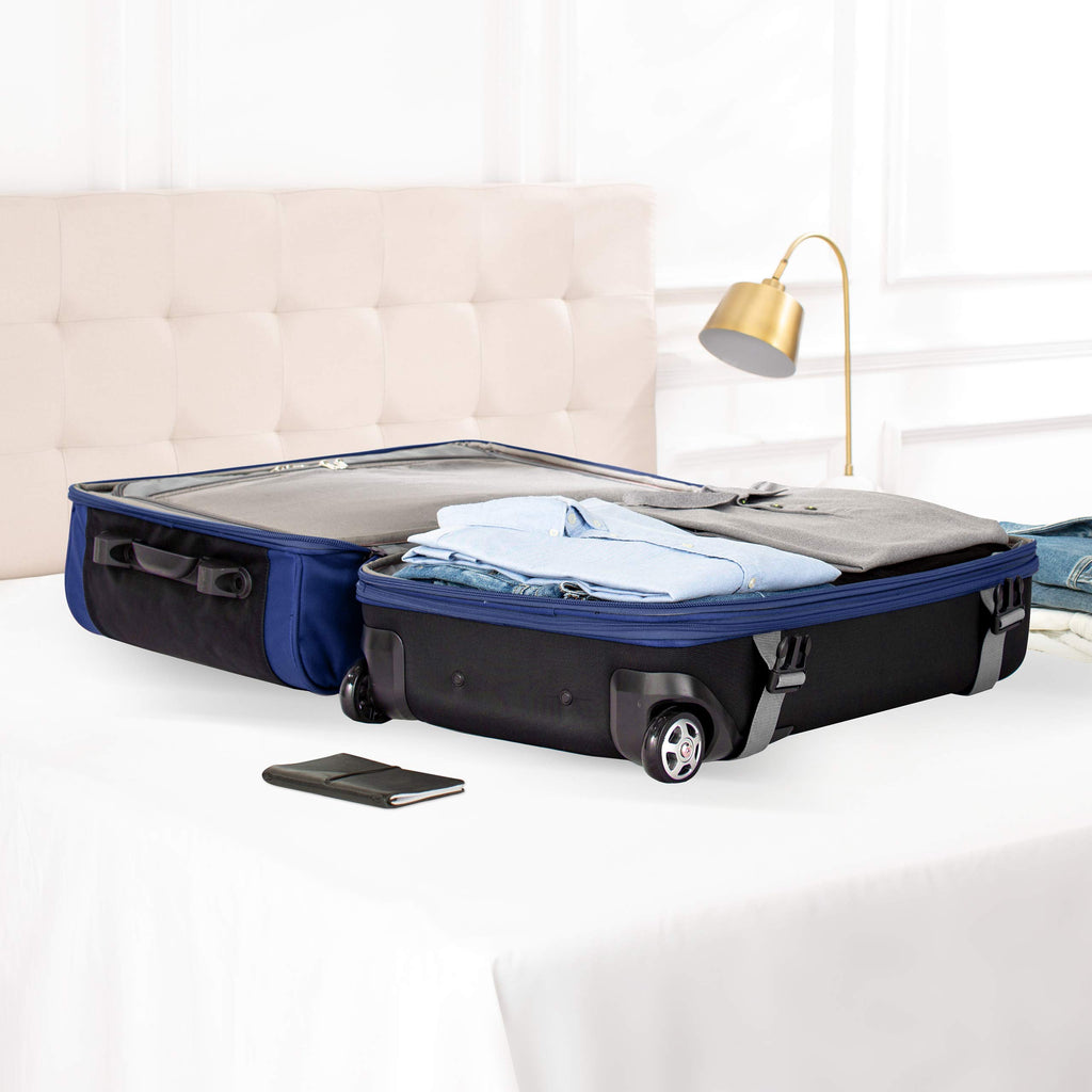 AmazonBasics Rolling Travel Duffel Bag Luggage with Wheels, Medium, Blue