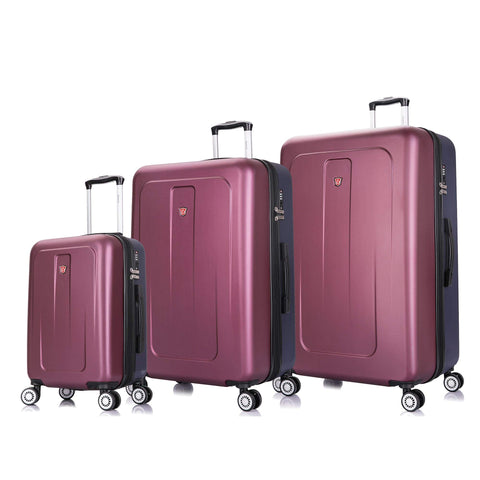 DUKAP Luggage Set - Crypto Collection - Lightweight Hardside 3 piece set 20''/28''/32'' - Two Tone (Wine/Blue) - Suitcases with Wheels