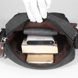 Catmacas Small Vintage Durable Multi-pocket Canvas Shoulder Ipad Messenger Bag Satchel Crossbody Sling Bag Fanny Bag for Men and Women Black