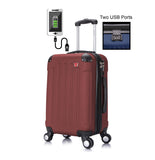 DUKAP Luggage - Intely Collection - Hardside Spinner 20'' inches carry-on with USB port (Wine) - Suitcases with Wheels