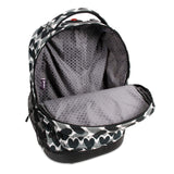 J World New York Sunrise 18-inch Rolling Backpack - Heart Dot Black Designer Print Polyester Checkpoint-Friendly Adjustable Strap Lined Water Resistant