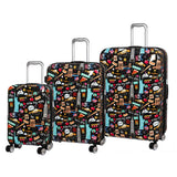 it luggage Sheen Hardside Expandable 3 Piece Set, Black New York Fun Icons Print