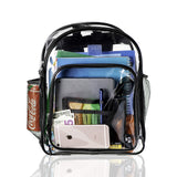 Heavy Duty Clear Backpack, See-Thru Bookbag, Transparent Work Travel Bag Black